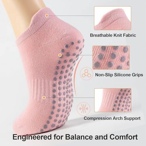 Women's Non-Slip Pilates Grip Socks - 5 Colors Available