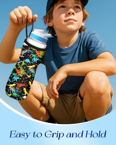 Water Bottle Sleeve for Cirkul 22 oz - Black Dinosaur Design