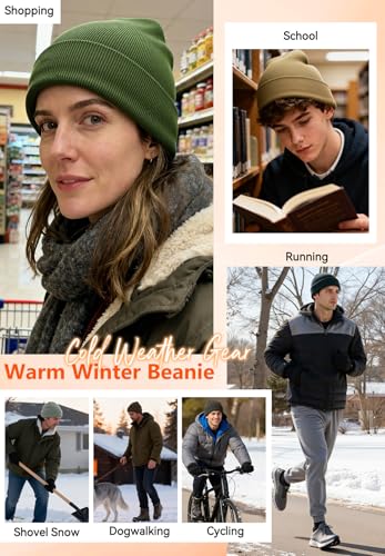 Fleece Lined Beanie for Men & Women - Warm Black One Size