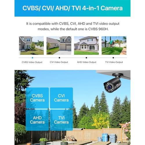 ZOSI 2MP HD 1080p 1920TVL Security Camera Outdoor Indoor (Hybrid 4-in-1 HD-CVI/TVI/AHD/960H Analog CVBS), 36PCS LEDs,120ft IR Night Vision,105¡Æ View Angle Surveillance CCTV Bullet Camera£¨Black Color)