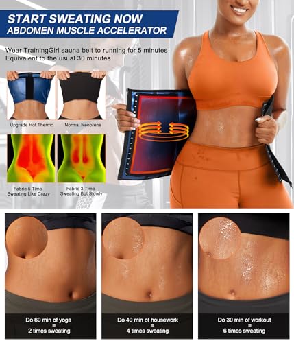Waist Trainer for Women - Black-Blue Inner, Large Size, Tummy Control & Back Support