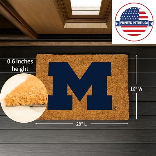 University of Michigan Coir Doormat - 28 x 16 Inches, Non-Slip