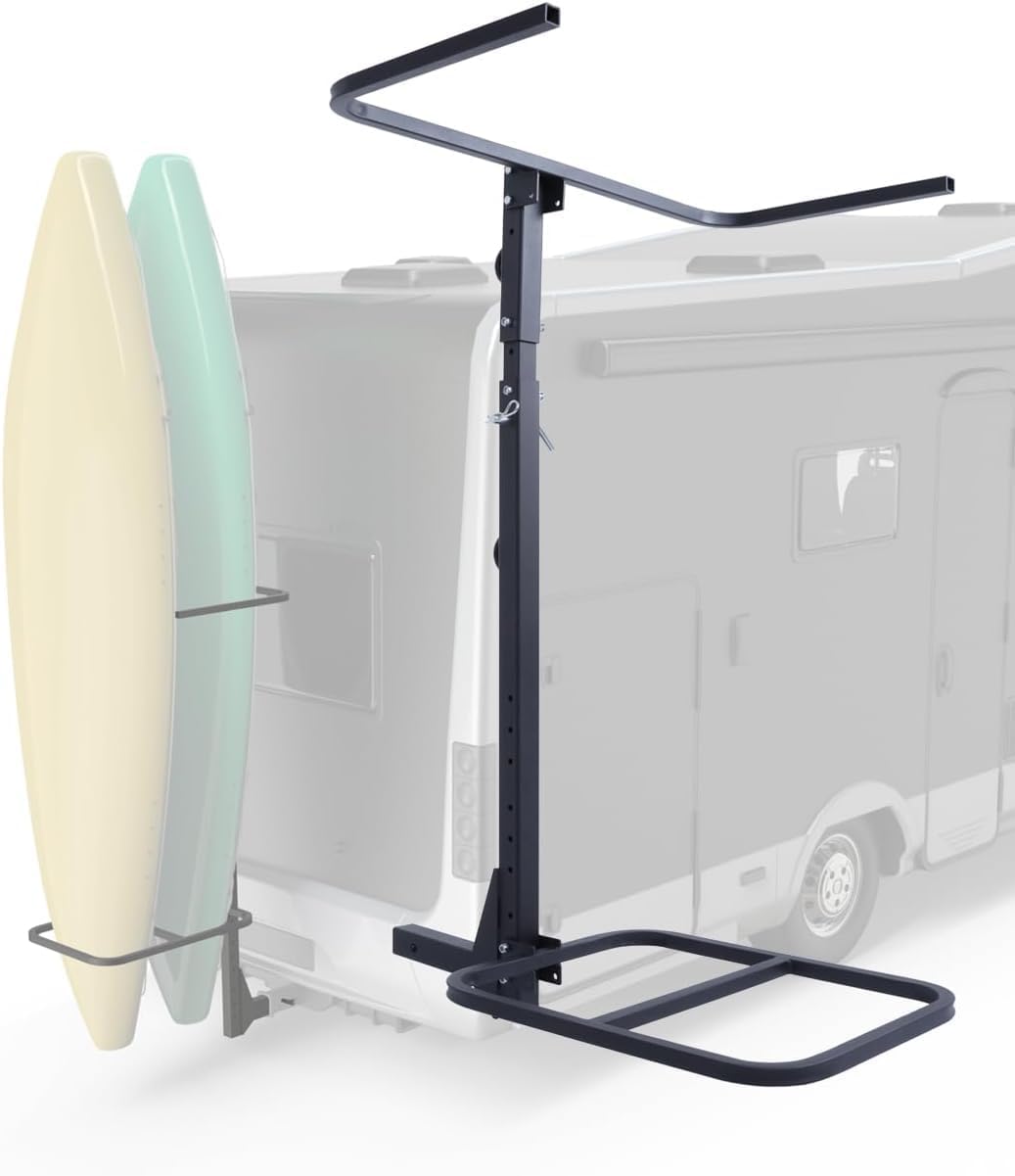 Skiennix RV Hitch Mount Kayak Rack - Height Adjustable Vertical Carrier for 2 Kayaks up to 12' & 150LBS