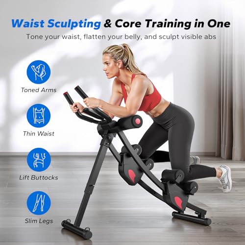 Adjustable Ab Trainer Machine for Core Workout - Black & Red