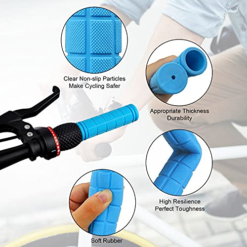 Bike Handlebar Grips with Blue Tassel Streamers - 4.7"