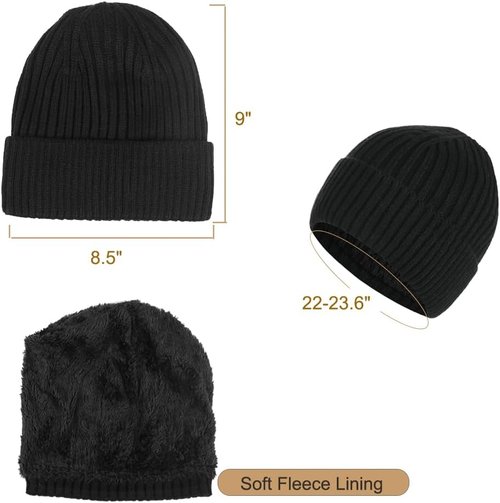 KRATARC Warm Knitted Scarf and Beanie Hat Set for Cold Winter | Unisex Fleece Comfort
