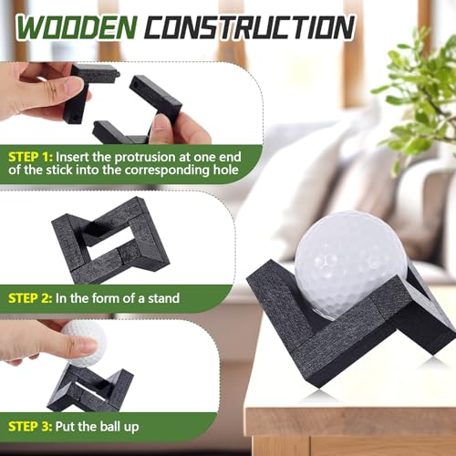 Wooden Golf Ball Display Stand - 1.97 Inch Black Rack - 1 Pack