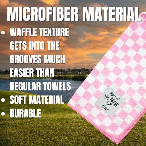 Against The Grain Pink Microfiber Golf Towel 12x20 with Clip – Women’s Golf Accessory