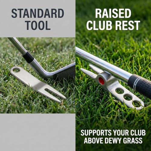 Silver Golf Ball Fork Divot Repair Tool - Compact & Durable