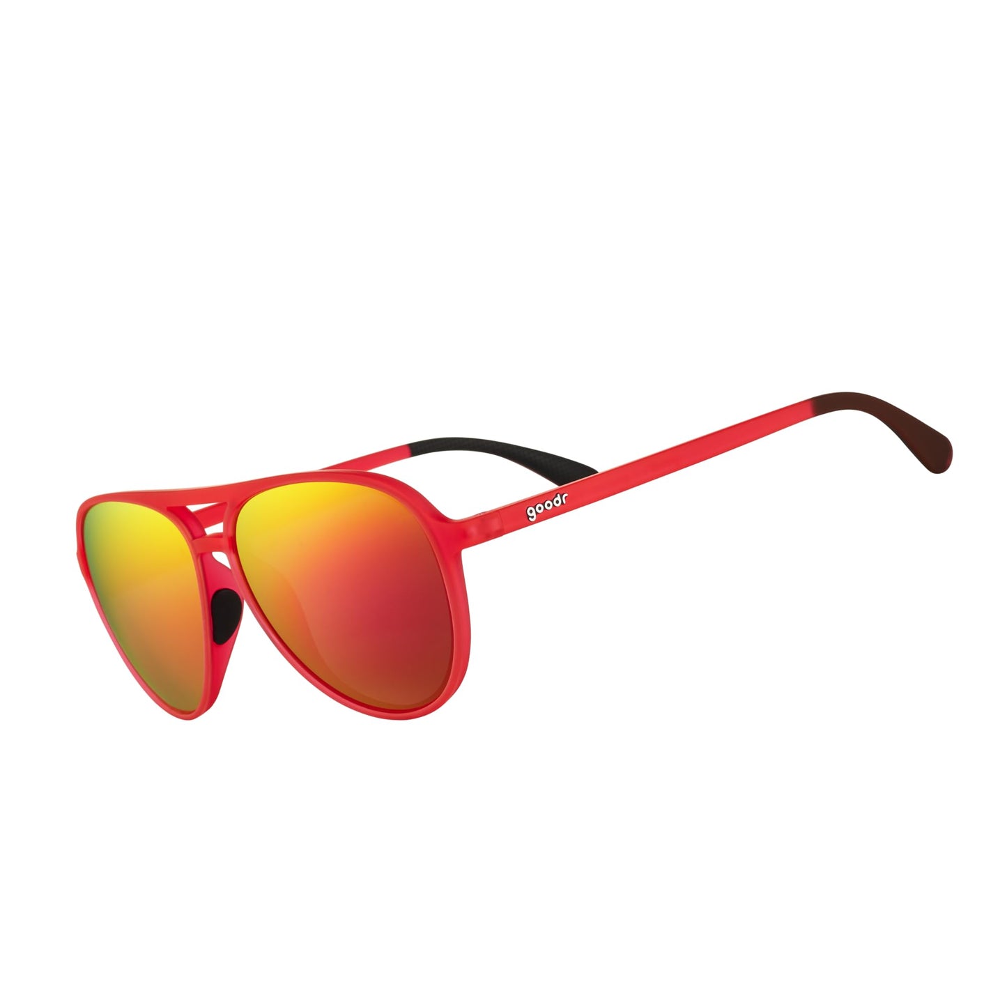 goodr Captain Blunt's Redeye Polarized Aviator Sunglasses, Medium Sized (Mach G), Red Frames with Red Mirrored Reflective Lenses, UV400 Protection, No Slip, No Bounce