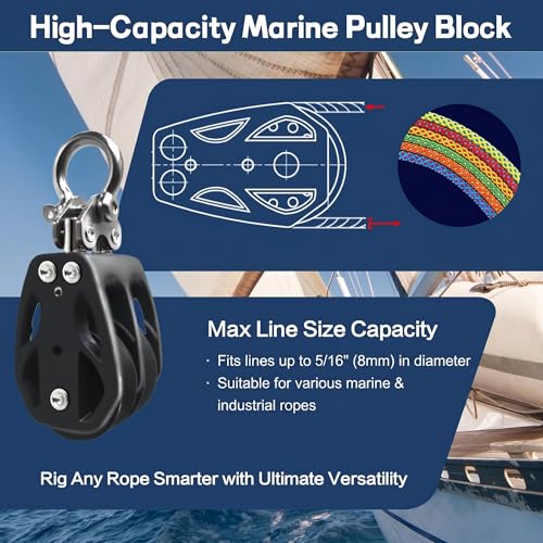 Double Sheave Fixed Head Sailing Block - 35mm Marine Pulley