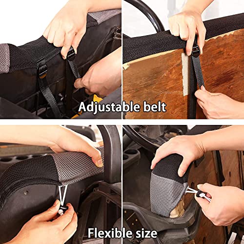 10L0L Golf Cart Seat Covers for Yamaha G2 G8 G9 G16 G19 G22 & Club Car DS Pre-2000 Black/Grey, Washable Breathable Mesh