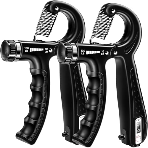 Grip Strength Trainer - Adjustable Hand Grippers (2 Pack) - Black