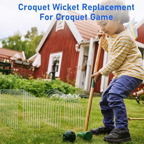 18 Pcs Croquet Wickets Replacement Set – 9 Square & 9 Arched Steel Hoops