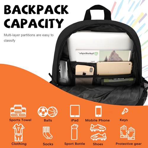 Goloni Black 35L Basketball Backpack with Shoe & Ball Compartments, Waterproof Sport Bag
