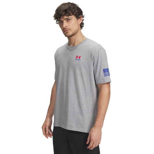 Under Armour Men's Freedom Flag Short Sleeve T Shirt, (036) Steel Light Heather / / Red, 4X-Large Tall