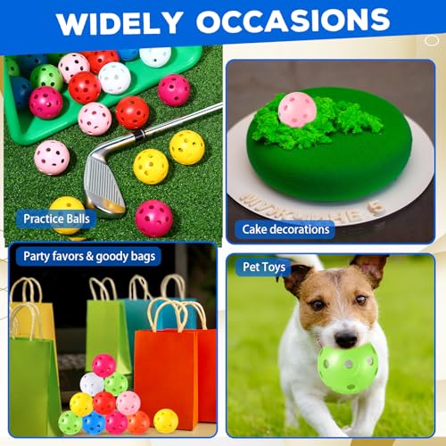 24 Pack Multicolor Practice Golf Balls - Limited Flight Plastic Training Balls