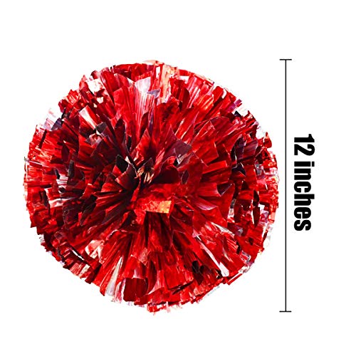 TTSAM 4 Pack (2 Pair) Metallic Foil Cheerleader Pom Poms & Plastic