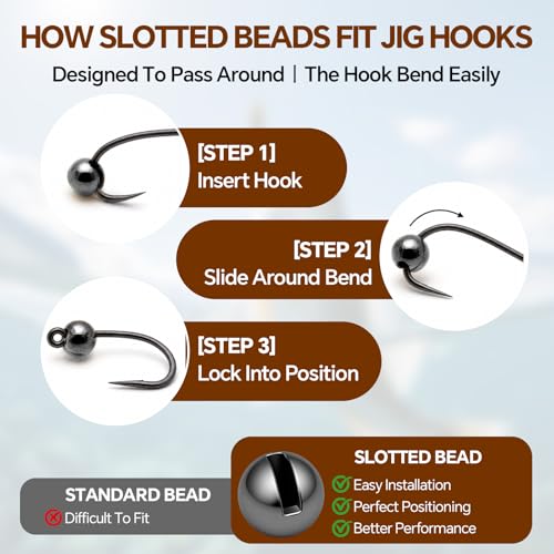 Black Nickel 3.0mm Slotted Tungsten Beads for Fly Tying - 50PCS