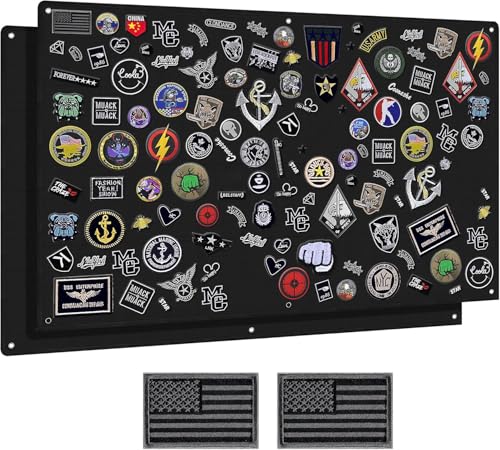 IronSeals 2 Pack Tactical Patch Organizer Holder Display with Loop Surface, Steel Ring & Flag Patch (L: 110 x 70 CM)