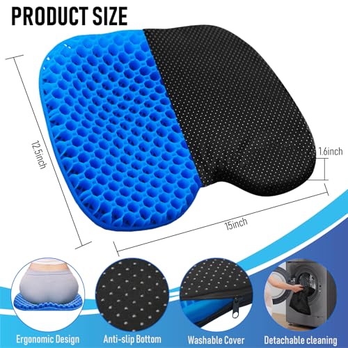 Ohaayoo Blue Kayak Seat Cushion - Thick Gel Anti-Slip Waterproof Sit-On Pad