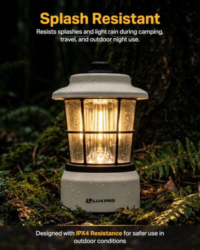 LUXPRO Retro Outdoor Lantern 2 Pack Beige – Battery Powered Camping Lamps