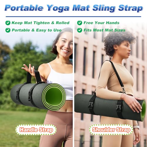 Adjustable Yoga Mat Strap with Shoulder Handle - Black