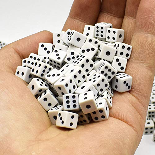 100-Piece 8mm White Dice Set for Board Games & Activities