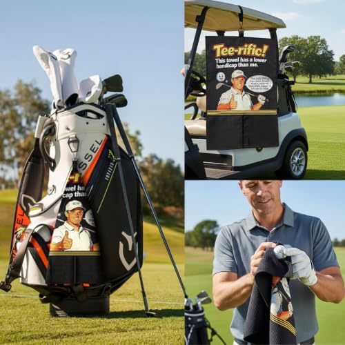 Golf Towel with Club Cleaning Bags & Ball Cleaner Pouch - 24x16"