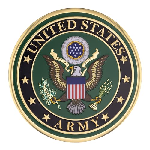 4-Inch United States Army Full Color Shield Medallion Sticker – Peel & Stick, Gold/Green, Pack of 1