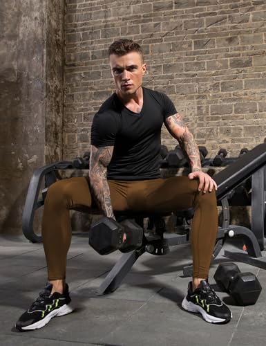 Men's Compression Leggings - Moisture-Wicking Gym Tights with Phone Pocket