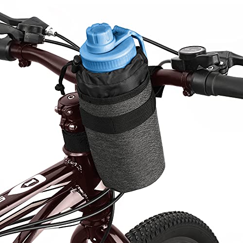 Insulated Bike Water Bottle Holder - Keeps Drinks Cool or Warm - Black