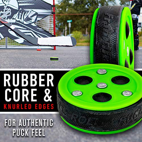 Official Size Street Hockey Puck - Roll-A-Puck Outdoor Puck - Green - One Size