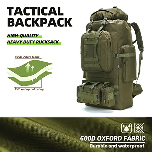 King'sGuard Army Green 100L Molle Camping Hiking Backpack Tactical Rucksack