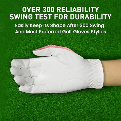 Womens Golf Glove - Left Hand, Pink, Small - All-Weather Grip