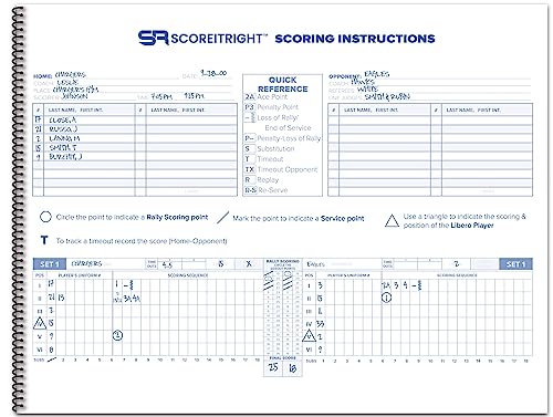 Volleyball Scorebook – 24 Match Spiral Notebook with Roster & Stats
