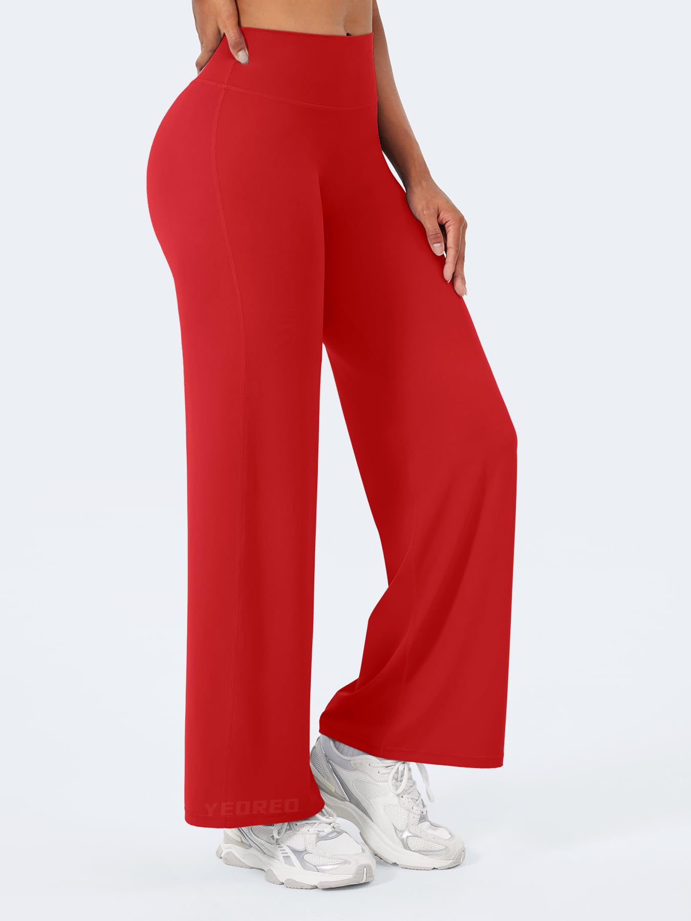 YEOREO Workout Leggings Womens No Front Seam Straight Leggings 29" High Waist Buttery Eddiy Gym Yoga Pants Red XS