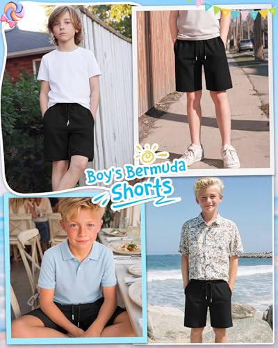 Boys Baggy Long Sports Shorts - Black, 13-14 Years