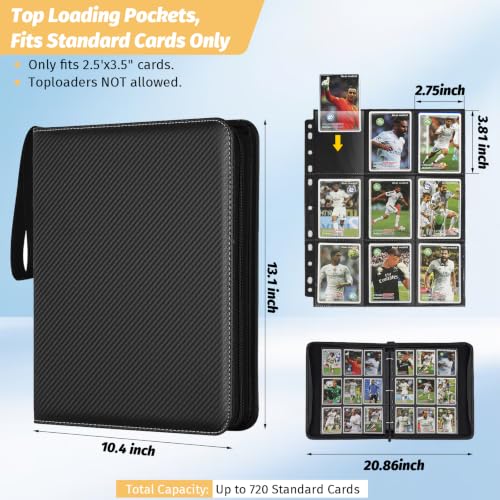 9 Pocket Trading Card Binder for 720 Cards - Waterproof PU Cover