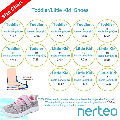 Nerteo Toddler Girls Boys Running & Walking Sneakers - Light Grey/Pink, Size 5