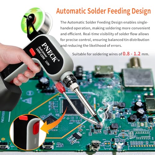 Automatic Soldering Gun Kit, 100W/120W Dual Power Soldering Iron Kit with Ceramic Heater, 5 Tips, Pump, flux, Tweezers for Electronics Welding Repair DIY