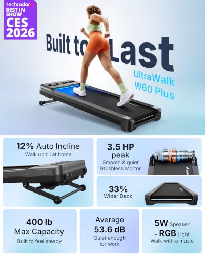 Under Desk Walking Pad Treadmill with 12% Auto Incline - Dark Gray