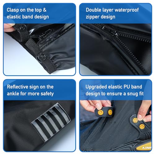 Waterproof Shoe Covers with Reflector - Black, X-Large