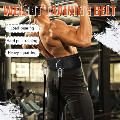 Neoprene Padded Waist Resistance Belt with Metal Rings for Cable & Strength Training
