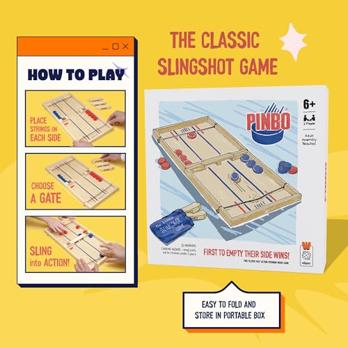 PINBO Sling Puck Game - 18-Inch Foldable Wooden Board, 2-Player Tabletop
