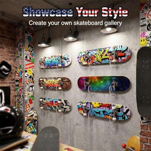 Skateboard Wall Mount Display - Transparent Acrylic Hanger