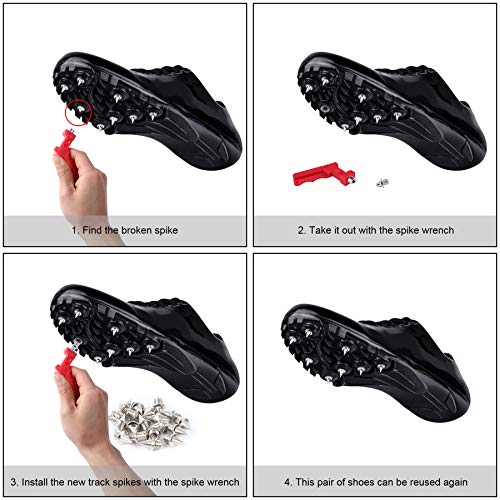 1/4 Inch Track and Field Spikes - 20 Piece Set with Wrench - Silver