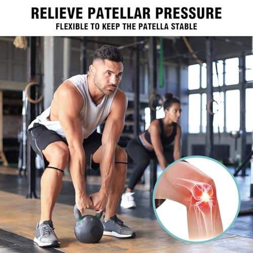 Patellar Tendon Support Strap - 2 Pack Knee Brace for Pain Relief - Black