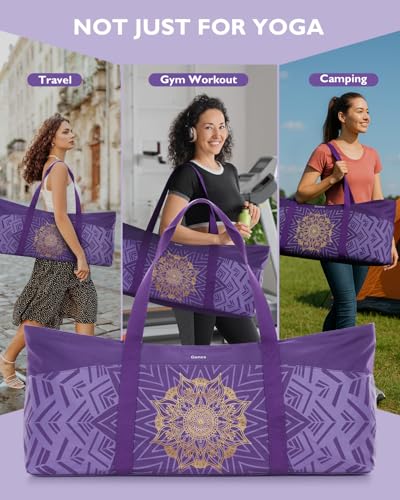 Yoga Mat Bag with Waterproof Pocket - Purple Large