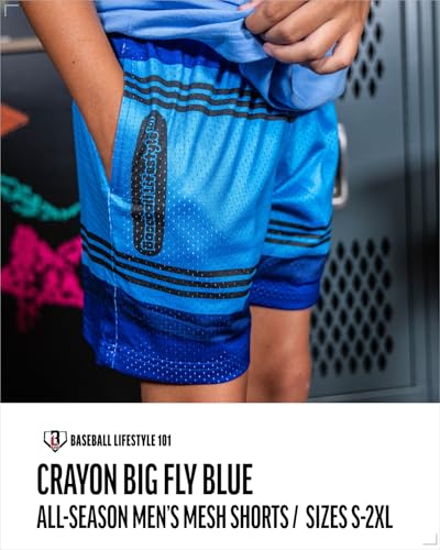 Adult Crayon Baseball Mesh Shorts - S-2XL, Breathable Athletic Fit